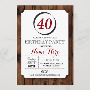 Invitation en bois d'anniversaire de surprise de