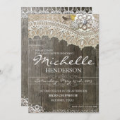 Invitation en bois de baby shower de dentelle (Devant / Derrière)