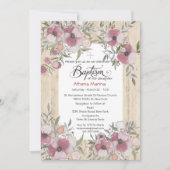 Invitation en bois de baptême d'Athéna (Devant)