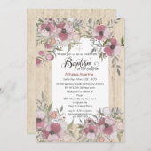 Invitation en bois de baptême d'Athéna (Devant / Derrière)