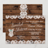 Invitation en bois de corset de dentelle de Fête (Devant / Derrière)