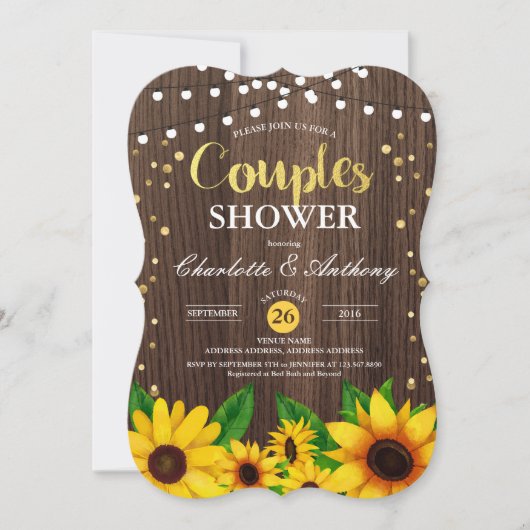 Invitation en bois de douche de couples de (Devant)