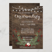 Invitation en bois de fête de Noël de pays (Devant / Derrière)