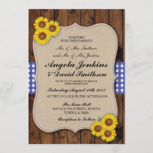 Invitation en bois de grange de fleur de toile de