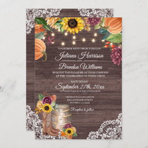 Invitation en bois de mariage de automne de