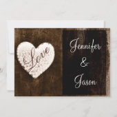 Invitation en bois de mariage de coeur d'amour de (Dos)