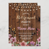 Invitation en bois de retraite d'aquarelle florale (Devant / Derrière)