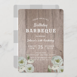 Invitation en bois de roses de partie de BBQ de