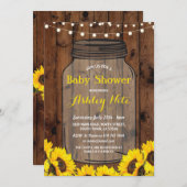 Invitation en bois de tournesol de pot rustique de (Devant / Derrière)