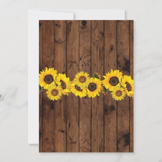 Invitation en bois de tournesol de pot rustique de (Dos)