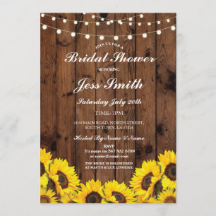 Invitation en bois de tournesol rustique de partie