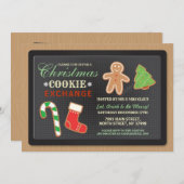 Invitation en bois pour fête d'échange de biscuits (Devant / Derrière)