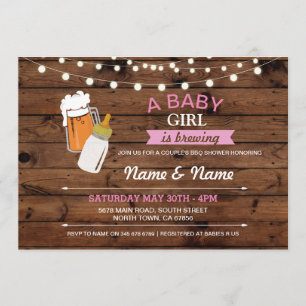 Invitation en bois rose de bières de douche de
