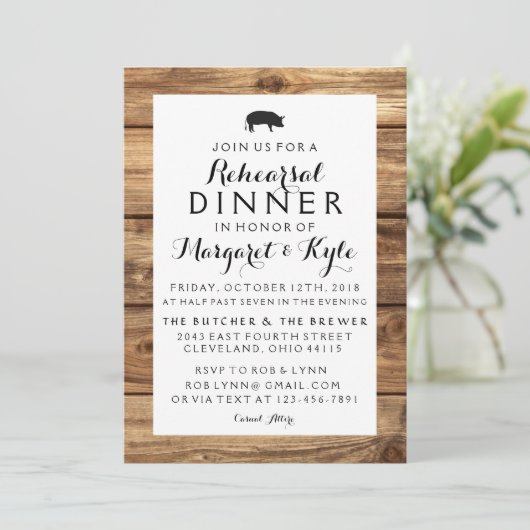 Invitation en Bois Rustique (Debout devant)