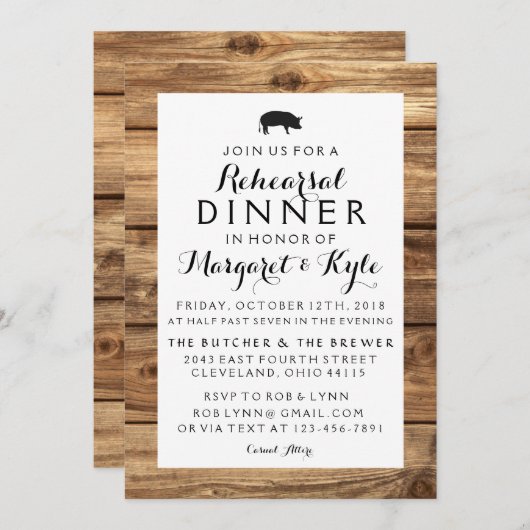 Invitation en Bois Rustique (Devant / Derrière)