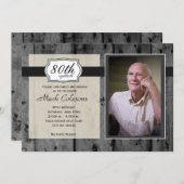 Invitation en bois rustique d'anniversaire de mâle (Devant / Derrière)