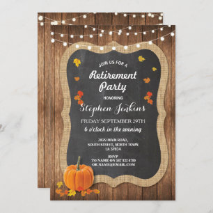 Invitation en bois rustique de craie de citrouille