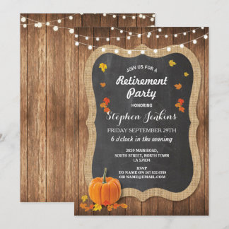 Invitation en bois rustique de craie de citrouille