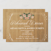 Invitation en bois rustique de dîner de répétition (Devant / Derrière)