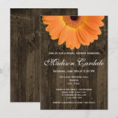 Invitation en bois rustique de Fête de la mariée (Devant / Derrière)