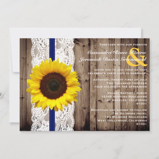 Invitation En bois rustique et dentelle avec le mariage de (Devant)