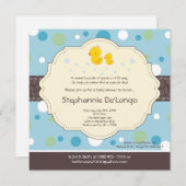 invitation en caoutchouc de baby shower de Duckie (Devant / Derrière)