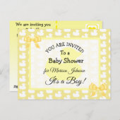 Invitation en caoutchouc jaune de Duckie (Devant / Derrière)