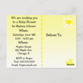 Invitation en caoutchouc jaune de Duckie (Dos)