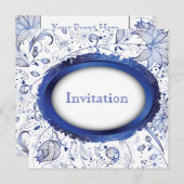 invitation en carreau de delft bleu (Devant / Derrière)