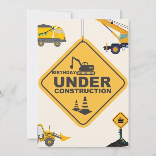 Invitation En construction ! Anniversaire (Dos)