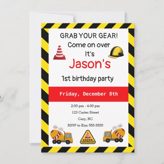 Invitation En cours de construction Concilier mélangeur Anniv (Devant)