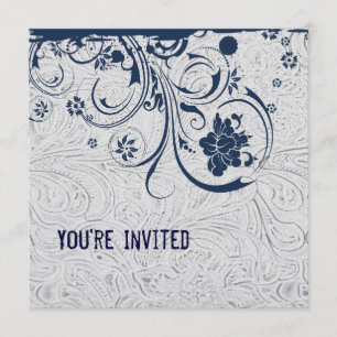 Invitation en cuir et bleue de dentelle usinée par