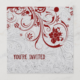 Invitation en cuir et rouge de dentelle usinée par