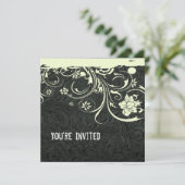 Invitation en cuir noir et dentelle (Debout devant)