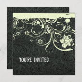 Invitation en cuir noir et dentelle (Devant / Derrière)