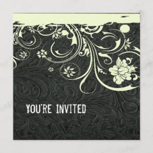 Invitation en cuir noir et dentelle