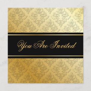 Invitation en damas or et noir