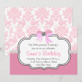 Invitation en damassé avec diamants roses et perle (Devant / Derrière)