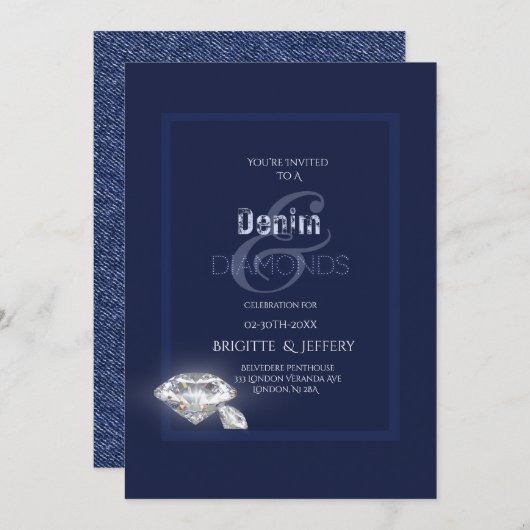 Invitation en denim et diamants (Devant / Derrière)