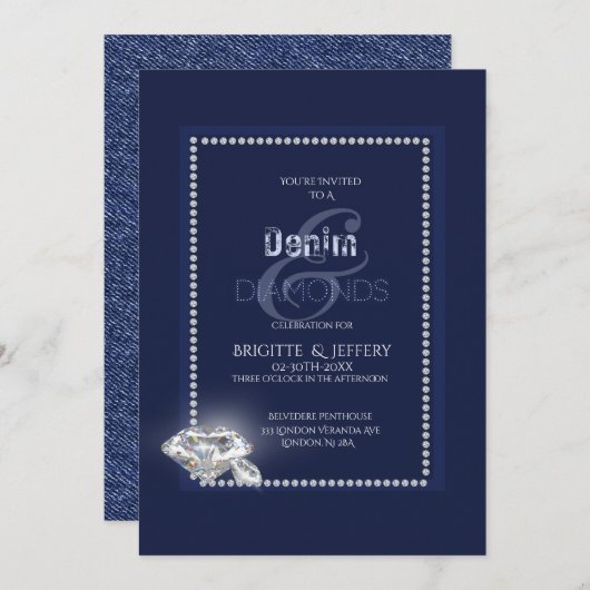 Invitation en denim et diamants (Devant / Derrière)