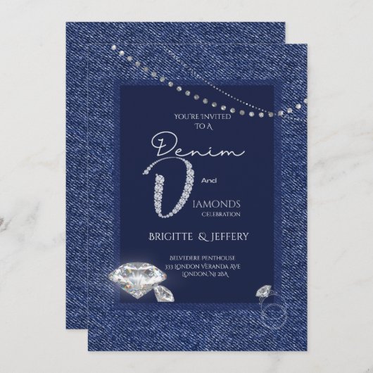 Invitation en denim et diamants (Devant / Derrière)