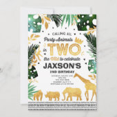Invitation En Deux L'Invitation D'Anniversaire Sauvage Animau (Devant)