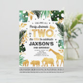 Invitation En Deux L'Invitation D'Anniversaire Sauvage Animau (Debout devant)