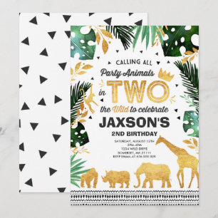 Invitation En Deux L'Invitation D'Anniversaire Sauvage Animau