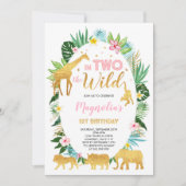 Invitation En Deux L'Invitation D'Anniversaire Sauvage Animau (Devant)