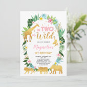 Invitation En Deux L'Invitation D'Anniversaire Sauvage Animau (Debout devant)