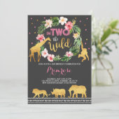 Invitation En Deux L'Invitation D'Anniversaire Sauvage Animau (Debout devant)