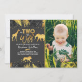 Invitation En Deux L'Invitation D'Anniversaire Sauvage Animau (Devant)