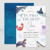 Invitation En deux, profond, océan, sous l'eau 2e anniversair (Devant / Derrière)