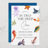 Invitation En deux, profond, océan, sous l'eau 2e anniversair (Devant / Derrière)